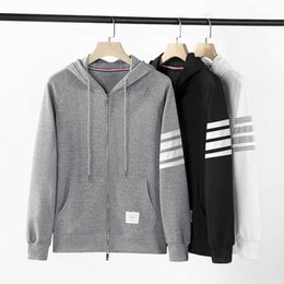 2023 spring fashion brand four-bar waffle cardigan hooded sweater men's fashion casual couple coat