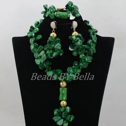 Wedding Jewellery Sets Delicate African Coral Beads Set Nigerian Necklace Green Bridal ABF994 231012