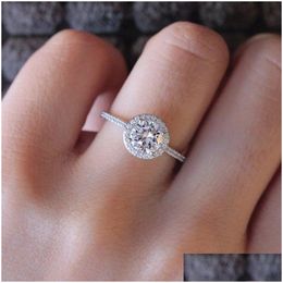 Wedding Ring For Women Simple Style Blue Cubic Zirconia Rose Gold Sliver Color Party Gift Fashion Jewelry R781 R782 Dhgarden Ot0Ui