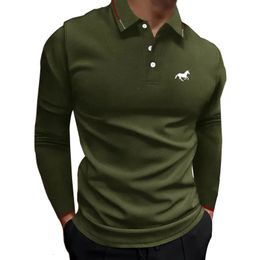 Men's Polos Men Clothes Trending Long Sleeve Sport Polo Shirt Fashion Simple Style Golf Print 231011