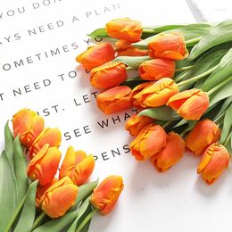 Decorative Flowers Moisturising Tulips Artificial Home Decor Interior Crafts Wedding Bouquet Party Supplies Real Touch Fake Branch