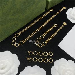 Fashion Designer Chain Necklaces Short Clavicle Chain Jewellery Sets Hip Hop Bracelet Women Gold Alphabet Pendants