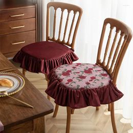 Pillow French Style Ruffled Edge Chair Pads Thin With Strap Stool Wholesale Home Decoration