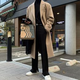 Men's Wool Blends Winter Long Woolen Coat Men Warm Fashion Casual Thick Korean Style Loose Oversized Mens Overcoat 231011