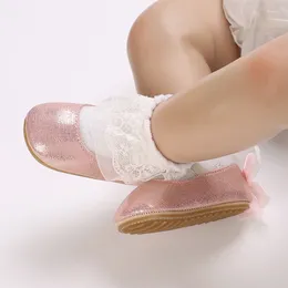 First Walkers Baby Girls Princess Shoes Solid Colour Bowknot Flats Casual Dress Walking For Born Infant Toddler