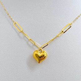 Pendant Necklaces MIQIAO Real 18K Gold Necklace Pure AU750 Chubby Heart Simple Style Fine Jewellery Gifts for Women PN055 231011