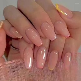 False Nails 24Pcs/Set Nail French Pink Heart Fake Tips Full Cover Acrylic Decoration For Tip Beauty