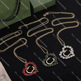 New Love Diamond Necklaces Crystal Long Sweater Necklace Women Golden Chain Heart Necklace With Box