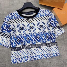 Tshirts Женская дизайнерская футболка Женская одежда Женщина ТОП модная синяя припечатка