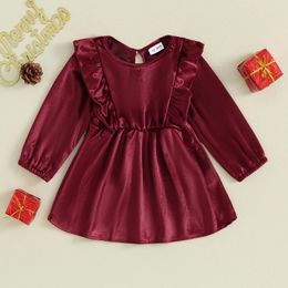 Girl Dresses Infant Baby Velvet Dress Ruffle Long Sleeve A-Line Toddler Fall Spring Princess Tutu Outfits