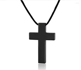 Pendant Necklaces Fashion Women Men Punk Male Jesus Cross Colour Gold Black Plated Stainless Steel Simple Necklace Jewellery