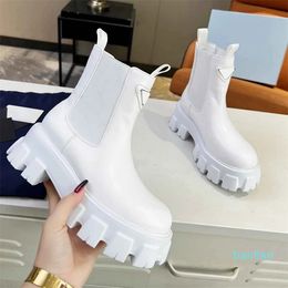 leather booties women designer boots enameled metal rubber sole platform boot ankle boots fashion chelsea boots size 35-40