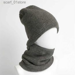 Hats Scarves Sets Autumn and Winter Knit Set Striped C Scarf Women and Men Keep Warm Haiall Hats Print Ring Neck Scarves Unisex Collar ScarfsL231111