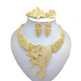 Wedding Jewellery Sets Kingdom Ma Dubai Crystal Necklace Bracelet Earrings Ring nigerian wedding african costume Jewellery set 231012
