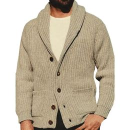 Men's Sweaters Knitted Cardigan Turndown Collar Woolen Yarn Keep Warm Men Clothing for Outdoor 231011