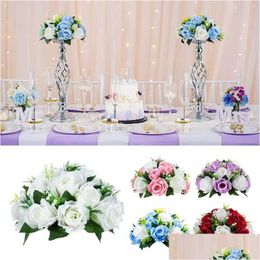 Decorative Flowers 2Pc Road Flower Main Table Simation Silk Ball Wedding Car Staircase Decoration Dhg18