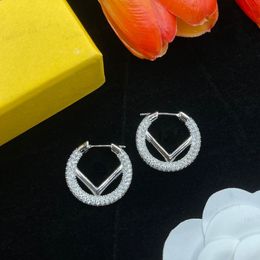 Silver earrings, Embed Zircon Alphabet Hoop & Huggie earrings, Fashion & Luxury designer jewelry, high quality gifts