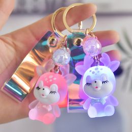 Acrylic Illuminated Elk Keychain Cute Luminous Sika Deer Doll Christmas Series Pendant Bag Pendant