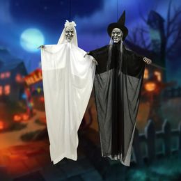 Halloween Ghost Head Prop Secret Room Escape Decoration Ghost House Pendant Bar Set Up Scary Skeleton 51.18inch Big Hanging Ghost, Comes With Scary Actions