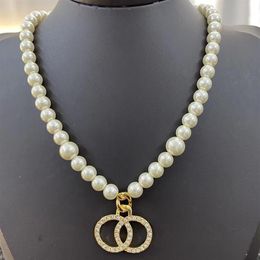 14 Style Designer Pearl Chain Diamond Pendant Necklace New Product Elegant Pearl Necklaces Wild Fashion Woman Necklace Exquisite J284F