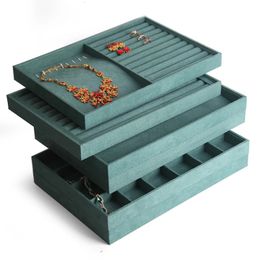Jewellery Boxes Portable Velvet Jewellery Plate Ring Necklace Jewellery Display Organiser Box Tray Holder Earring Jewellery Storage Case Showcase 231011