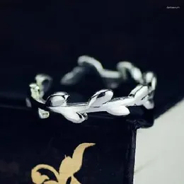 Cluster Rings Fashion Sale Unique Design Leaves Ring Silver Plated Leaf Branches For Women Girls Gift Wholesale