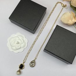 Chains Double Layered Water Drops Black Women's Advanced Style Punk Design Pearl Lock Necklace