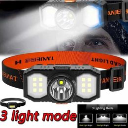 Head lamps Dual Light Source Rechargeable LED Headlamp 3 Modes Waterproof COB Mini Flashlight Outdoor Lighting Camping Survival Tool Q231013