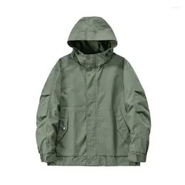 Men's Jackets Oversized Army Green Hooded Bomber Jacket Men Plus Size Harajuku Long Sleevd Zipper Solid Cargo Coats Outdoor Loose M-5XL