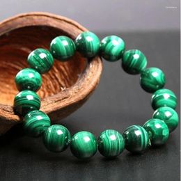 Strand High Quality Round Green Elastic Bracelet Fashion Malachite Bangle Handmade Natural Crystal Jewelry