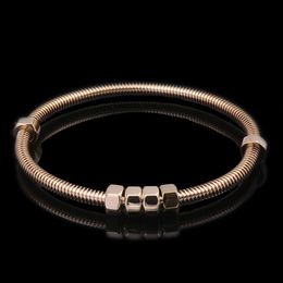 Stainless Steel Bracelet 18K Gold Plated Chunky Statement Bracelet for Women Men