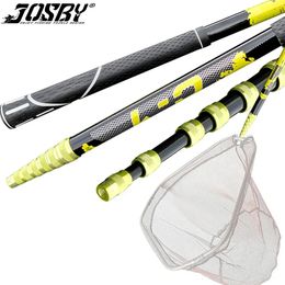 Boat Fishing Rods JOSBY Triangle Folding Net Ultralight Carbon 40M 30M 21M Pole Telescopic Landing Fly Hand Dip Tackle 231012