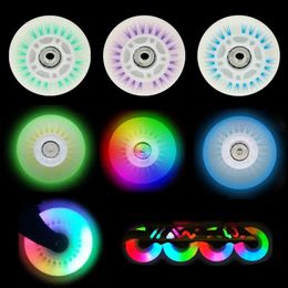 Skate Accessories 4Pcs 7680mm flash roller skateboard LED illuminated inline shoe wheel 231011