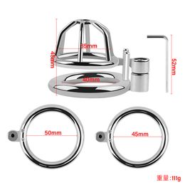 Small Penis Lock Cock Cage Screw Lock Male Slave Stainless Steel Chastity Device Cock Cage Bondage Penis Ring Adult Sex Toys