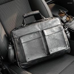 Briefcases Man Leather Bag Business Commuter Men's Handbag Men File Leisure Travel Shoulder Computer Briefcase For Laptop