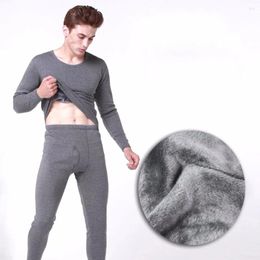 Men's Thermal Underwear Winter Sets Men Fleece Thermo Long Johns Tops Pants Indoor Casual Clothing Pajamas Suit 4XL