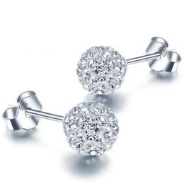 White S925 Stamp Plata Earrings Micro Disco Balls Crystal Stud Earring Safe To Skin Women Jewellery Dhgarden Otant