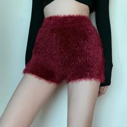 Women's Shorts Winter Fashion Warm Thick Fur Women Elastic High Waist Knitted Lady All Match Skinny Casual Bottom Boots
