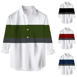 Men's T Shirts X Large Collar Mens Long Sleeved Stripe Self Cultivation Shirt Top Blouse Compression