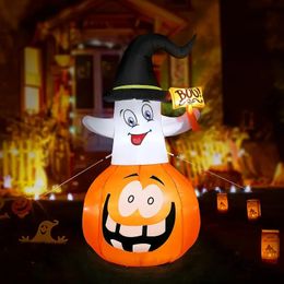 1pc Halloween Inflatables Light 71inch Inflatable Pumpkin Halloween Ghost Decor Halloween Pumpkin Decor Outdoor Inflatable Yard Lawn Blow Up Decor With LED Lights