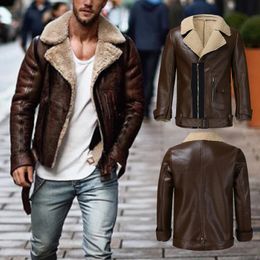 Men's Jackets Winter Jacket Men Imitation Leather Biker Motorcycle Zipper Long Sleeve Coat Top Streetwear 231012