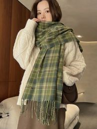 Scarves Imitation Cashmere Women Scarf Winter Preppy Style Vintage Plaid Scarve Pashmina Mujer Foulard Blanket Wrap Shawl Pareo 231012