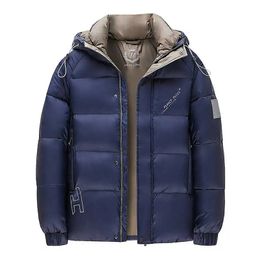 Men's Down Parkas Winter Men Plush Thick Warm Jacket For Waterproof Windproof Hooded Parka Casual Solid Printed Coat Male 231011