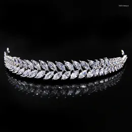 Hair Clips Luxury Zirconia Tiara Bridal Headwear Silver Colour Wedding Crown Accessories Women Hairband