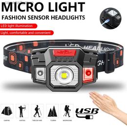 Head lamps Intelligent Sensing LED Headlight Built-in Battery USB Charging Portable Headlight Outdoor Camping Night Run Fishing Headlight Q231013