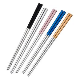 Stainless Steel Chopsticks Metal Chop Sticks Tablewares Cutlery Silver Gold Multicolor Tableware Wedding Party Festival Supplies LL