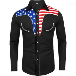 Men's Casual Shirts Suit Lapel Shirt Western Style Five-pointed Star Trend Fashion Party High Quality Fabric 2023