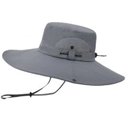 Wide Brim Hats Bucket Hats Summer Wide Brim Bucket Hats Fashion Outdoor Drawstring Mountaineering Sun Hat Fishing Panama Cycling Visors Breathable Mesh 231011