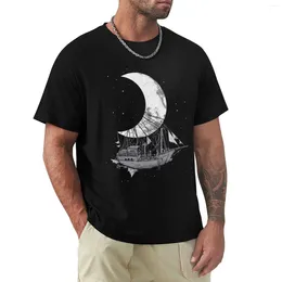 Men's Polos Moon Ship T-Shirt Funny T Shirts Anime Clothes For Men