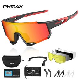 Outdoor Eyewear PHMAX Cycling Sunglasses Polarized Bike Glasses Road Anti-UV Pochromic Lens Men Cycling Glasses Bicycle Night Vision Eyewear 231012